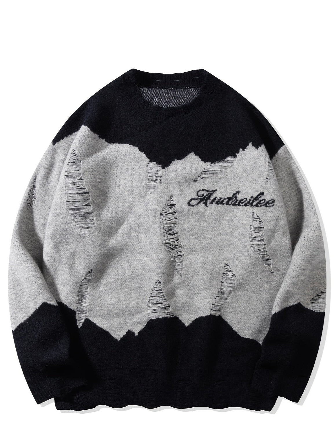 Dual-Tone Distressed Sweater